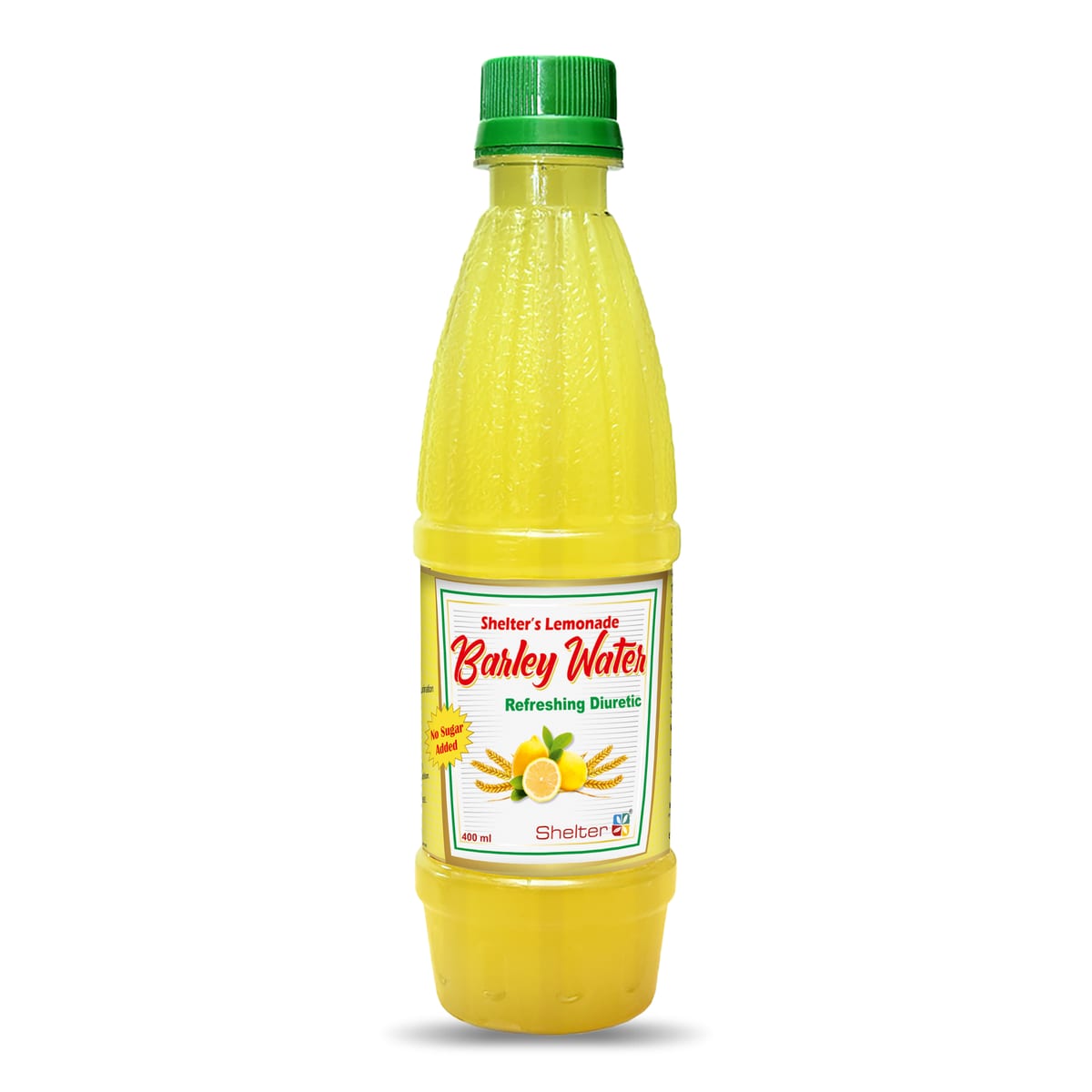 Shelter's Lemonade Barley Water — a 400 ml no-sugar-added drink in the refreshing-diuretic Ayurvedic line.
