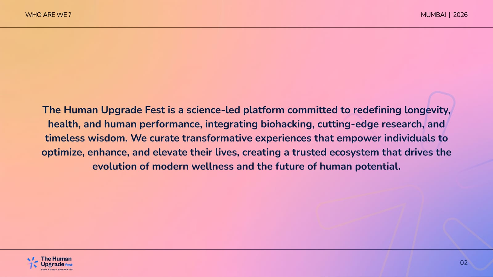 The Human Upgrade Fest — Body · Mind · Biohacking — slide 2
