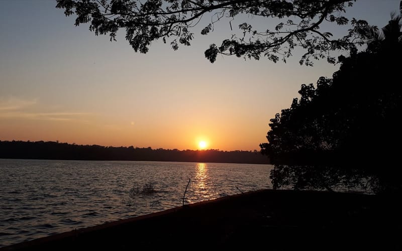 Lake retreat at golden hour